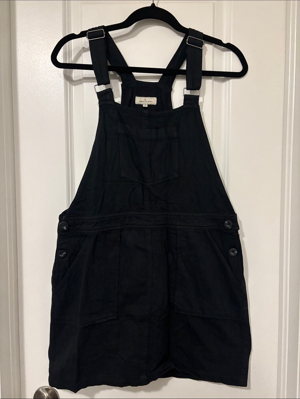 Black pinafore overalls dress